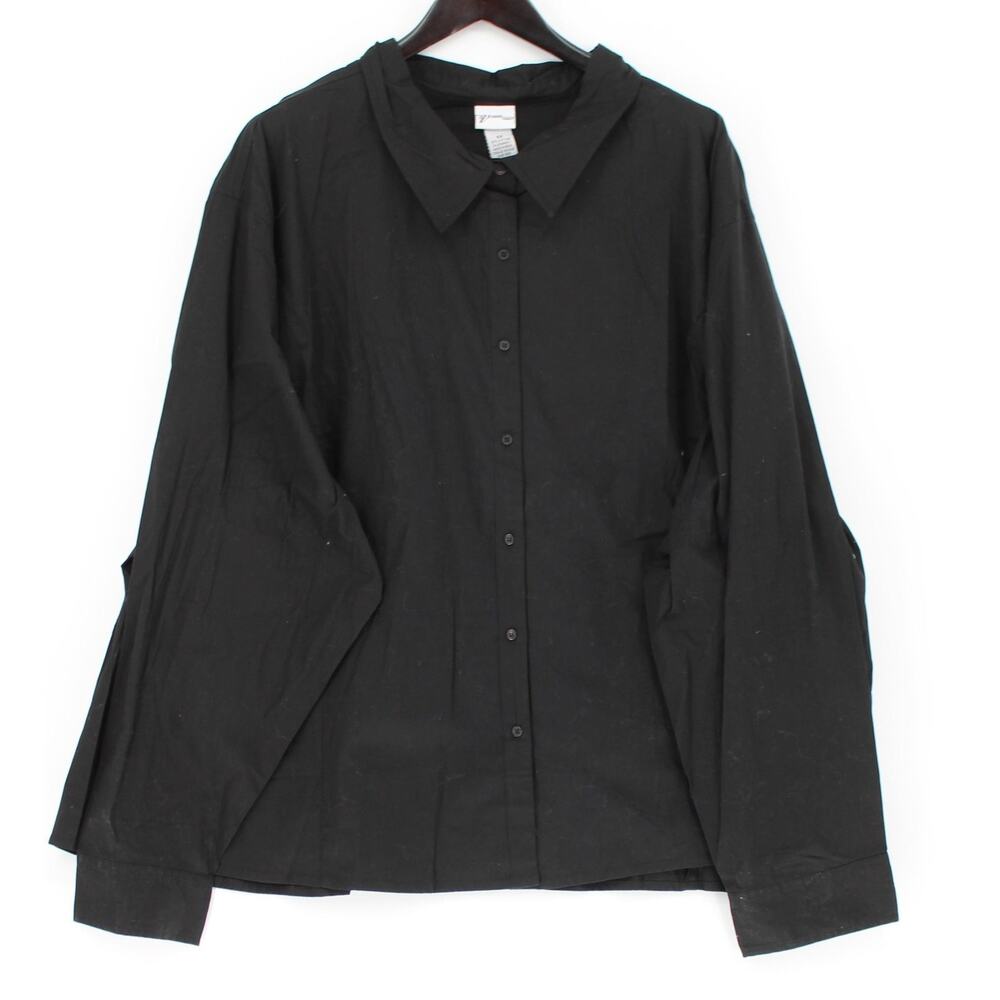 Venezia Woman Shirt Womens 6X Black Button Front Stretch Long Sleeve Collared